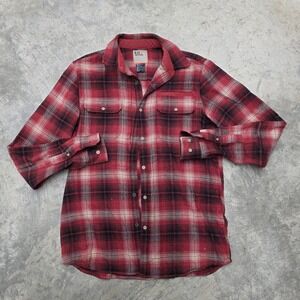 511 Tactical Mens Red Black Plaid Flannel Shirt Long Sleeve Button Up Size Small